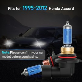 XFLHEHD Accord Halogen Headlight Bulbs Fits For 1995-2012 Honda Accord Halogen High Low Beam Combo, Ultra Bright 5000K White Bulbs, 12V-100W, Pack of 4