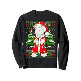 Polar Bear Christmas Lights Santa Costume Ugly Xmas Sweaters Sweatshirt
