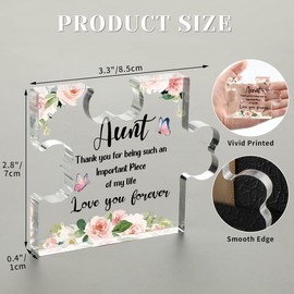 SOUHONEY Aunt Birthday Gifts from Niece Nephew, Acrylic Puzzle Plaque Sign Desk Decor Auntie Gift Ideas, Desk Decor Gifts for Aunt, Best Aunt Ever Gifts for Mothers Day Birthday Christmas