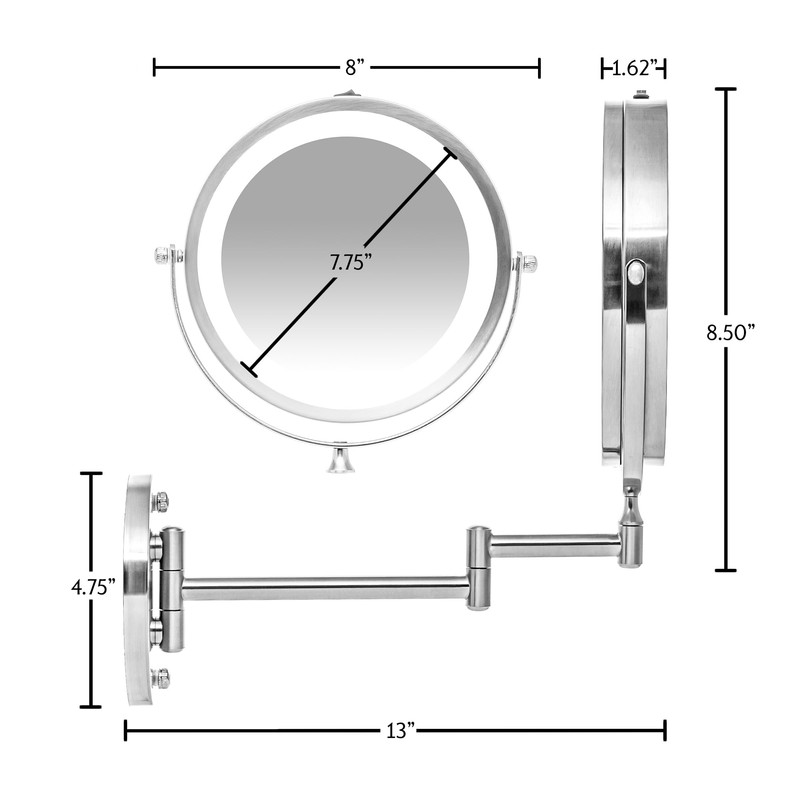 OVENTE Wall Mounted Lighted Makeup Mirror, 7" Double Sided 1X/7X
