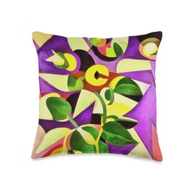 Passiflora Flower Gifts & Passion Vine Tees taiche Bizarre Passiflora Flower Geometric Art Abstract Throw Pillow, 16x16, Multicolor