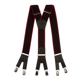 Olata 6 Clip Mens Braces / Extra Wide Y Braces - 5cm, black/red