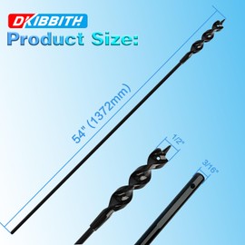 Flexible Installer Drill Bit for Pulling Wires Through Walls Ceilings and Sidewalks, 54-Inch Long, 1/2-Inch Auger with a Fish Eye Hole and Screw Point, 3/16" 3-Flat Anti-Slip Shank.