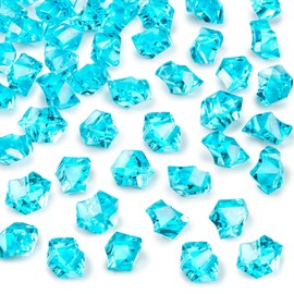 DomeStar Light Blue Fake Ice Rocks, 150PCS Acrylic Gems Crystals Plastic Diamonds Vase Centerpiece for Vase Fillers DIY Craft Wedding Party Table Scatter Aquarium Tank Decoration