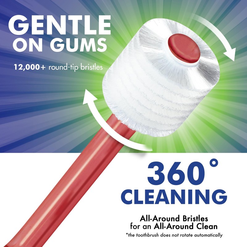 Brilliant Oral Care Adult Toothbrush with Soft Bristles, Round Head,