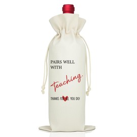 LAGZDFC Pairs Well With A Teaching Wine Champagne Gifts Bag, Reusable Wine Wrap Bag, Thank You Appreciation Gifts for Teacher Tutor, Teacher's Day Gift, Farewell End of Year Gift for Colleagues