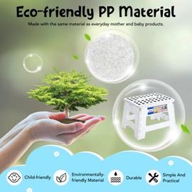 ACKO Folding Step Stool 9 Inch Step Stool 300 lb Capacity Plastic Foldable Step Stools for Kids and Adults, Folding Stool Suitable for Kitchen, Stepping Stool with Handle White Small Step Stool 1PC