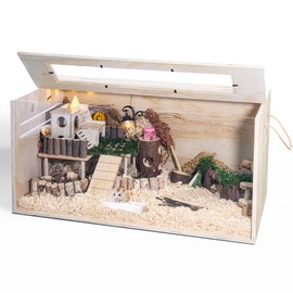 Hamster Cage Chewproof, 32" Wooden Guinea Pig Cage for Small Animals, Openable Top with Easy View Acrylic Panels for Hamster, Rabbit, Guinea Pig, Hedgehog(32" L x 15.7" W x 15.7" H)
