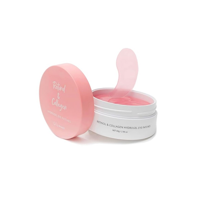 Parches para ojos de hidrogel de retinol y colágeno, Rosado