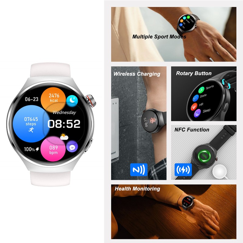 Smart Fitness Watch 1.43inch HD Color Screen IP67 Waterproof Heart