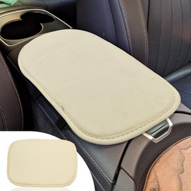 Car Center Console Armrest Pad, Soft Plush Armrest Cushion, Car Armrest Seat Box Cover Protector, Comfortable Anti-Slip Car Interior Accessories for Most Cars, Trucks, SUVs (Beige)