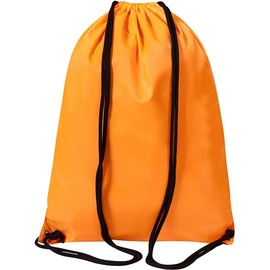 WFX Drawstring Gym Bag, 2 Pack and 1 String Bag, PE Backpack for Men and Women, Trainer, Swimming Bag, Travel, Beach, School, Holiday,, Orange 1 Piece