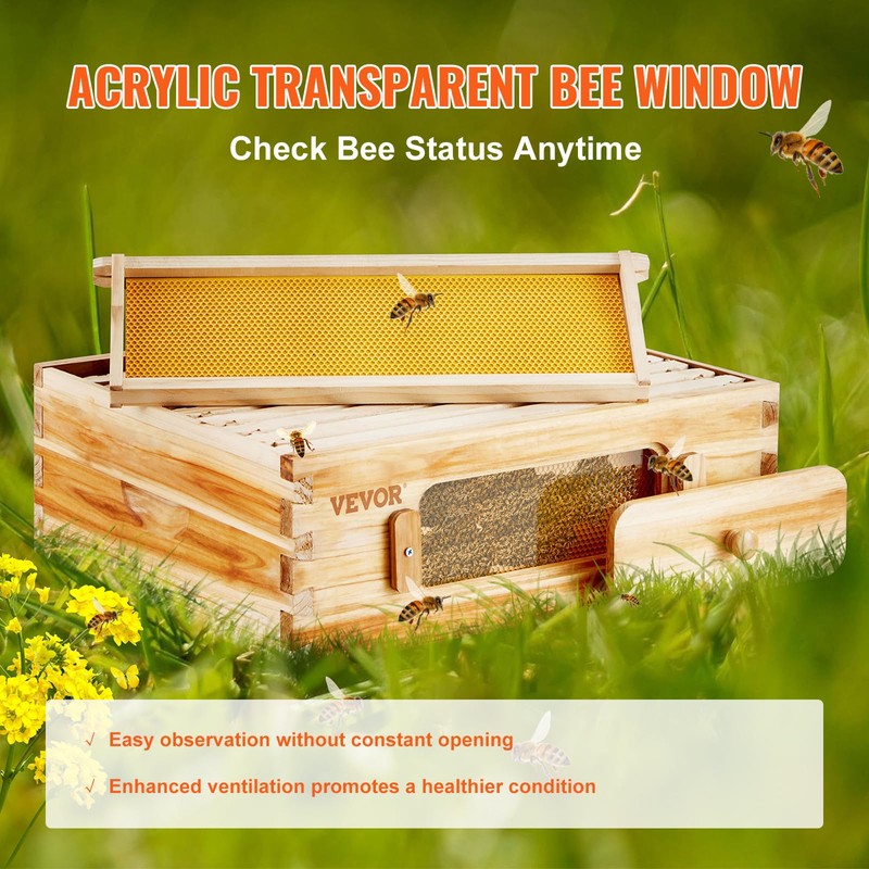 VEVOR 10 Frame Medium Super Bee Hive Box, Bee Box