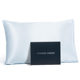 Fishers Finery 19mm 100% Pure Mulberry Silk Pillowcase, Good Housekeeping Quality Tested (Blue, Q)
