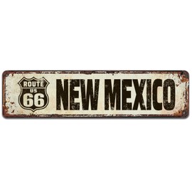 New Mexico US Route 66 Metal Tin Signs, Nostalgic Vintage Metal Wall Décor, 4 x 16 Inch