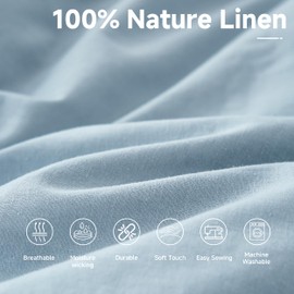 Simple&Opulence 100% Nature Pure Linen Fabric 78 Inch by The Yard, Plain Solid Color Linen Fabric for Sewing, Embroidery, Clothing, Needlework, Bag, Tablecloths, Garments Craft Accessories(Dusty Blue)