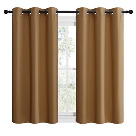 NICETOWN NICETOWN Gold Brown Sleek Blackout Curtains 48 inches Length for Small Windows, Noise Reducing and Block Draft Panels for Door Doorway Laundry Office Luxury Decor Theme (2 Panels, W42 inches Wide)