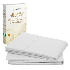 California Design Den Queen/Standard Pillow Cases Set of 2-400 Thread Count Sateen, Natural 100% Cotton Pillowcases Queen, Soft, Roomy and Breathable - Silver
