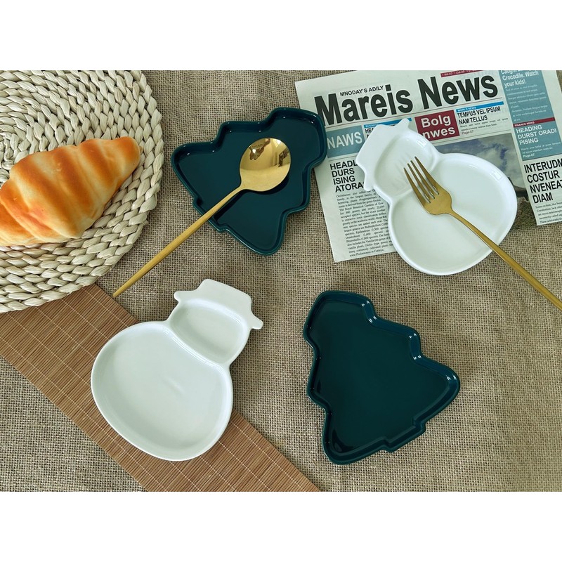 Cute Ceramic Spoon Rest & Holder for Stove Top, Christmas