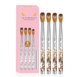 Pinceles de Arte de Uñas Set, 4Pcs Pinceles para Uñas Acrílicas, Cepillo de Gel de Uñas, Brochas Acrílicas Para Uñas, Pinceles para Pluma de Arte de Uñas para Salón, Manicura De Bricolaje