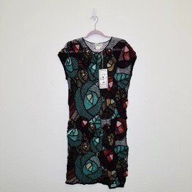 LIM'S Lim’s 1980’s Vintage Hand Crocheted Jewel Tone Abstract Dress Large