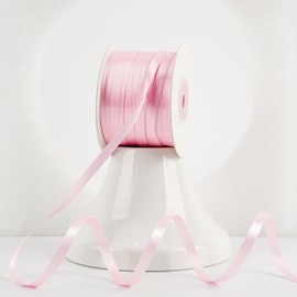 MEEDEE Pink Ribbon 1/4 Inch Lux Double Faced Satin 100 Yards Spool Light Pink Satin Ribbon for Crafts, Gift Wrapping, Ornaments, Holiday Decorating, Hair Bow, Wedding, Birthday, Party Supplies