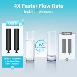 AQUACREST NSF/ANSI 42&372 Certified Water Filter, Replacement for Berkey® Gravity Water Filter System, Berkey® Black Purification Elements, Pack of 2