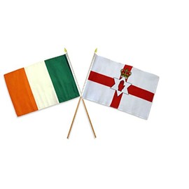AES 12x18 12"x18" Wholesale Combo Ireland Irish & Northern Ireland Stick Flag