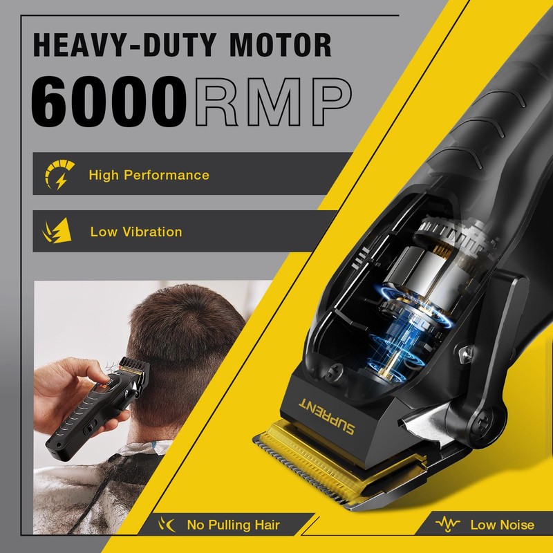 SUPRENT Mens Hair Clipper-Rechargeable Hair Cutting Kits with LED Display,