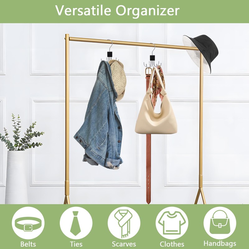 Niuoppy 360°Swivel Belt Hanger for Wardrobe, Belt Hangers for Men,