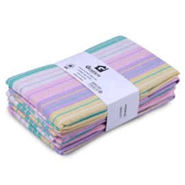 Gratico Kitchen Towel Set of 6 Multi Dobby Striped 18x28 Inches Highly Absorbent, Soft Premium Cotton Tea Towel with Hanging Loop Quick Drying Dish Cloths for Cleaning Dishes