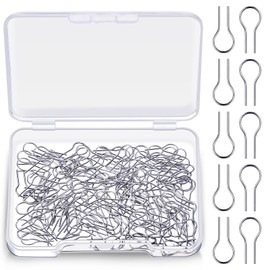 XunYee 200 Pieces High Temperature Nichrome Wire Jump Rings R Shaped Hanging Burning Needle with 1 Plastic Storage Box Nichrome Hooks for Hobbyists DIY Pendant Ceramic Ornaments Fusing in Glass
