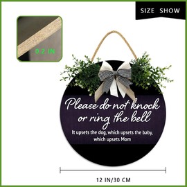 Lefangovs-Baby sleeping sign for front door 12x12 Baby Sleeping Sign Plaque,Round Vintage Wooden Door Hanger for Baby Room,Nursery for front door sign