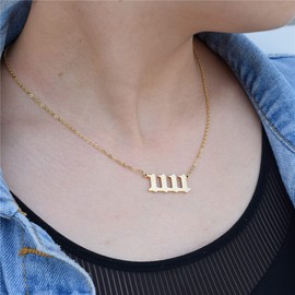 HUTINICE Angel Number Necklace, 1111 Necklace Gold Dainty Choker Lucky Numbers Pendant Numerology Minimalist Women Jewelry (1111-Gold)