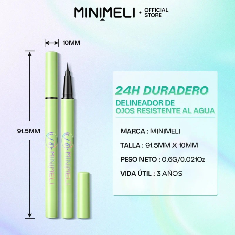 Minimeli Delineador De Ojos Plumín Indeleble Impermeable Negro