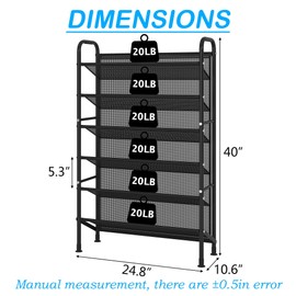 FKUO 6 Tier Shoe rack for closet Mesh fabric narrow Metal shoe racks, Space saving Small Shoe Storage Organizer Shelf for Entryway, Hallway, Dorm Room (Black, 6-Tier)