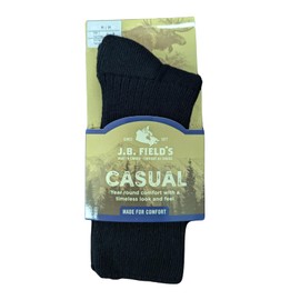 J.B. Field's 98% Cotton "Non-Binding" Cushion Sole Socks (2 Pair) (Medium (5-9 Shoe), Black)