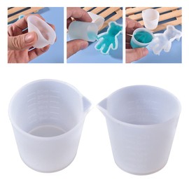 QIXIAMO 30ml Resin Cup n-Stick Silicone Cup Silicone Measuring Cup Reusable Mixing Cup with Precise Scale for Jewelry, 4.2x3.7x3.2cm, Clear