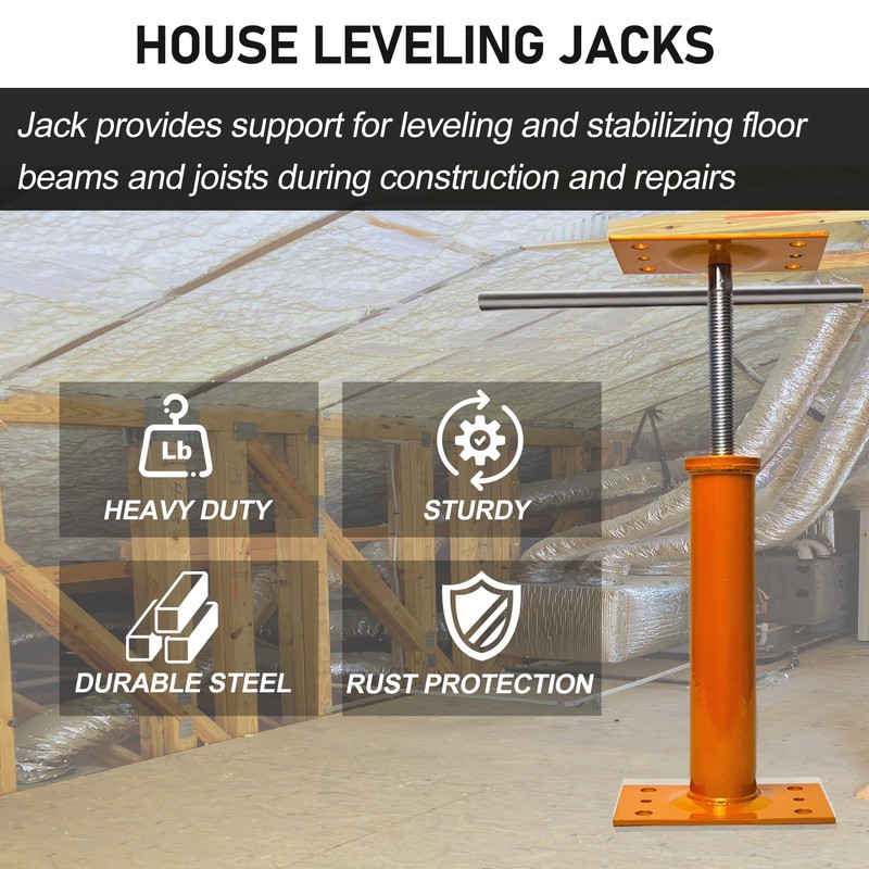 House Jacks for Leveling, 11"-17" Adjustable House Jack Post Basement