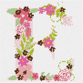 Pepita Needlepoint Canvas: The Letter E Flowering, 7" x 7"