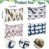 dcas Pack of 4 Canvas Cosmetic Bags, Portable Printed Make
