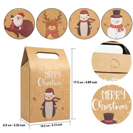testyu 12 Pcs Christmas Cookie Boxes, Christmas Treat Boxes with Clear Window, Kraft Paper Doughnut Candy Boxes for DIY Wedding Party Gifts Favours Decoration