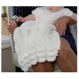 King Cole Baby 4ply Knitting Pattern Christening Set - Lacy Dress Bolero Bootees & Hat (3537)