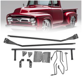 ECOTRIC Hood Tilt Flip Kit Compatible with 1953-1956 Ford F-100 Truck Stainless Combo Conversion Kit