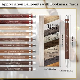 Fulmoon 10 Sets Employee Appreciation Gifts Bulk Include 5 Colors Inspirational Retractable Bamboo Ballpoint Pen Thank You Cards for Men Women Office Team Coworker Nurse Teacher Christmas Gift