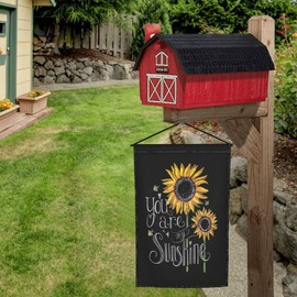 JPKIROZR Sunflower you are my sunshine black yard Decoration sided garden flag party outdoor flags bunting decorative flags banner, 12''x18''