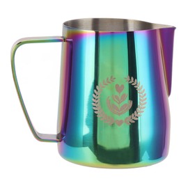 Frothing Pitcher 304 Stainless Steel Pull Flower Cup Coffee Milk Frother 600ml Pointed Mouth Colorful