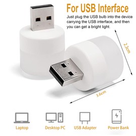 Clarmonde USB LED Night Light, Plug-in Design, Warm White Color, Multi-Purpose Use, 8 Bulbs (4 White + 4 Warm)