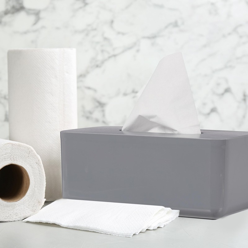 Relaxdays Tissue Box with Bamboo Lid for Bathroom, Tissue Box,