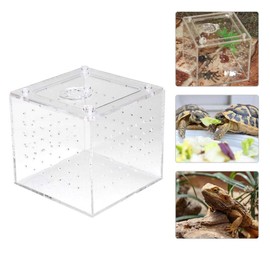 Acrylic Reptile Breeding Box Transparent Live Food Storage Viewing Box for Spider Crickets Snails Hermit Crabs Tarantulas Geckos 3.9x3.9x3.5inch